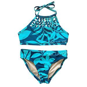 Old Navy Tropical Printed Macramé Halter Bikini